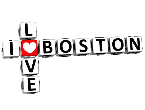 3D Eu amo Boston Crossword — Fotografia de Stock