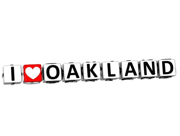 3d i love oakland button hier klicken blockieren text — Stockfoto