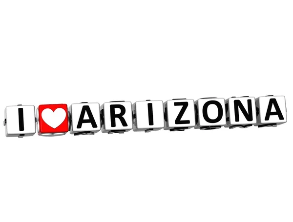 3D I Love Arizona Button Click Here Block Text — Stock Photo, Image