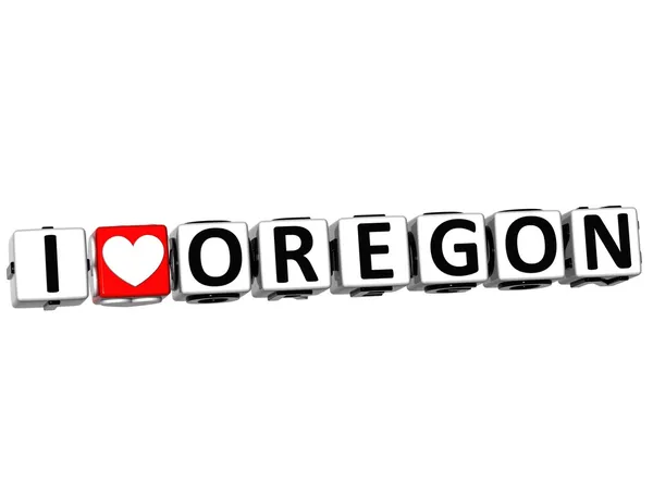 3D I Love Oregon Bouton Cliquez ici Bloquer le texte — Photo