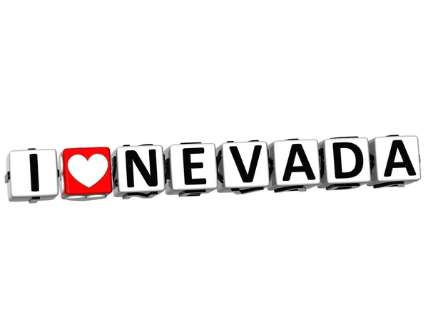 3D I Love Nevada Button Click Here Block Text — Stock Photo, Image