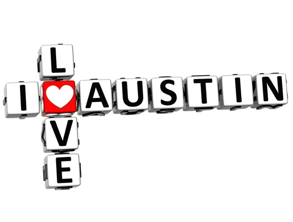 3D I Love Austin Crossword — Stock Photo, Image