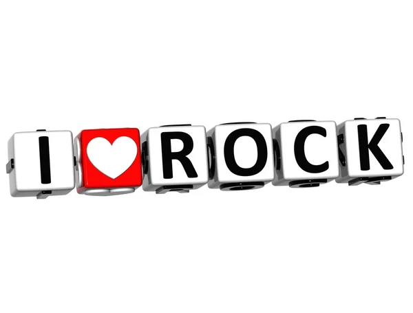 3D I Love Rock Bouton Cliquez ici Bloquer le texte — Photo