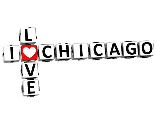 3D I Love Chicago Crossword — Stock Photo, Image