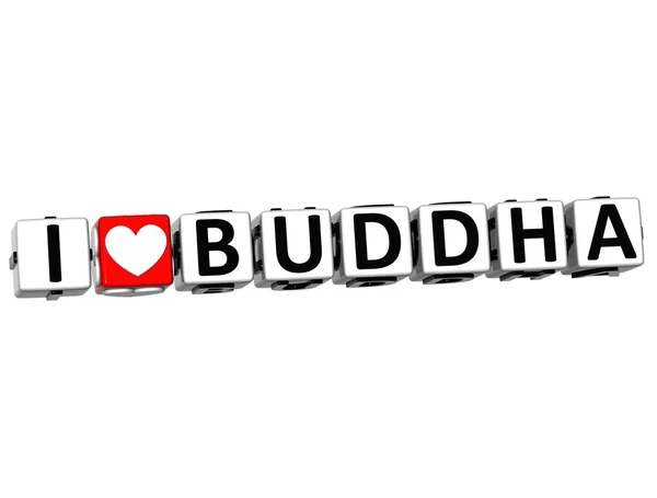 Szeretem a 3D Buddha gombra kattintva itt Block szöveges — Stock Fotó