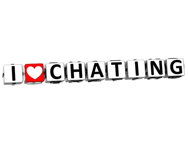 3D I Love Chating Button Click Aici Block Text — Fotografie, imagine de stoc