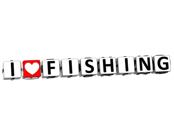 3D me encanta botón de pesca Haga clic aquí Bloquear texto — Foto de Stock