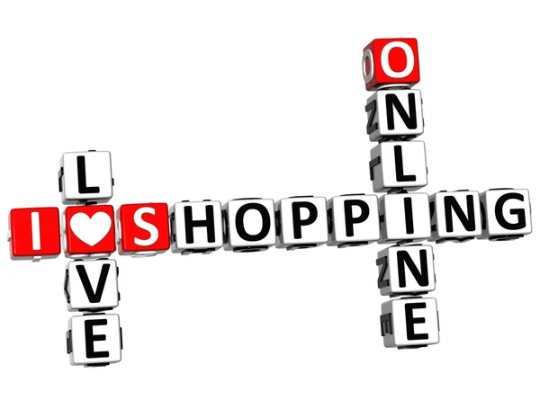 3D I Love Online Shopping Crossword — Stock Photo, Image