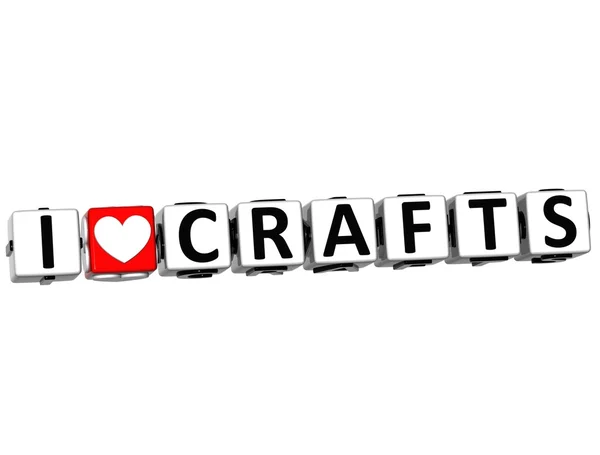 3D I Love Crafts Bouton Cliquez ici Bloquer le texte — Photo