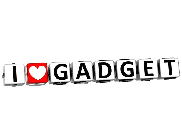 3D I Love Gadget Button Click Here Block Text — Stock Photo, Image