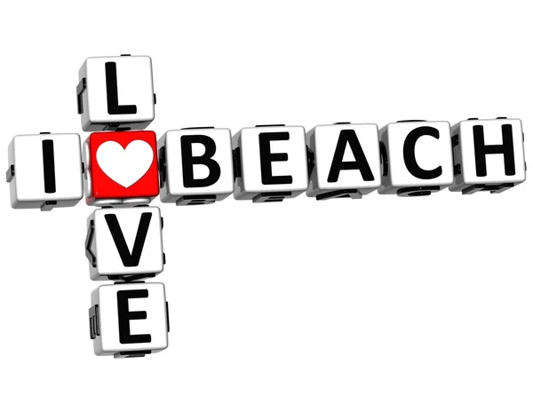 3D szeretem Beach keresztrejtvény — Stock Fotó