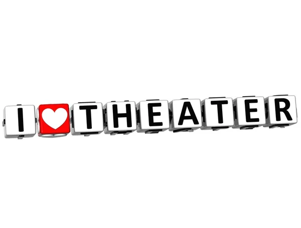 3D I Love Theater Button Click Here Block Text — Stock Photo, Image