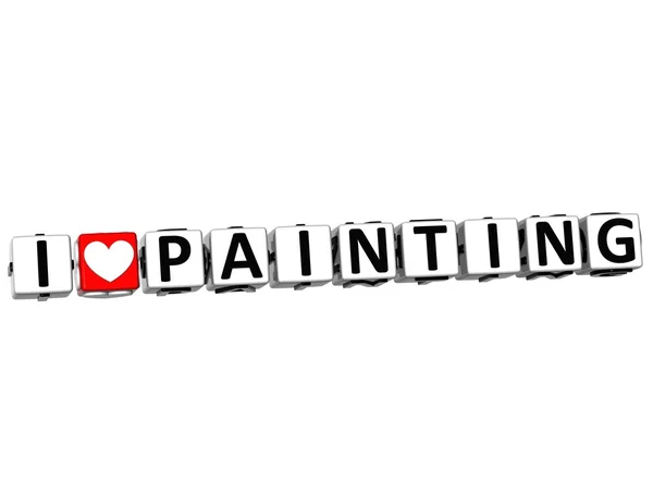 3D I Love Painting Button Click Here Block Text — Stock Photo, Image