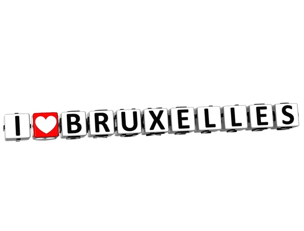 내가 사랑 하는 3d 여기 Bruxelles 버튼 클릭 차단 텍스트 — 스톡 사진