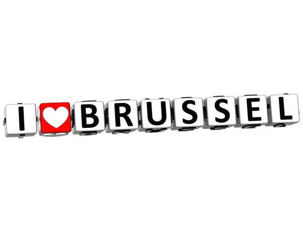 3D Me encanta el botón Brussel Haga clic aquí Bloquear texto — Foto de Stock