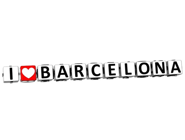 3D I love Barcelona Button Click Here Block Text – stockfoto