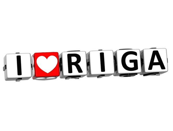 3D I Love Riga Button Click Here Block Text — Stock Photo, Image