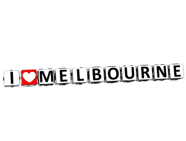 3D I Love Melbourne Button Clicca qui Blocca testo — Foto Stock