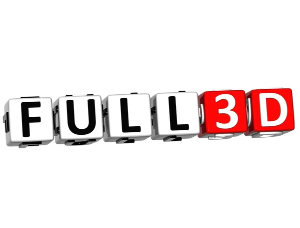 3D Full 3D Button Click Here Block Text — Stock Photo, Image