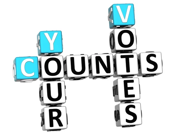 3D Counts Your Votes Crossword — Stock Photo, Image