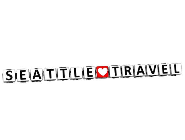 3D Seattle Love Travel Button Click Here Block Text — Stock Photo, Image