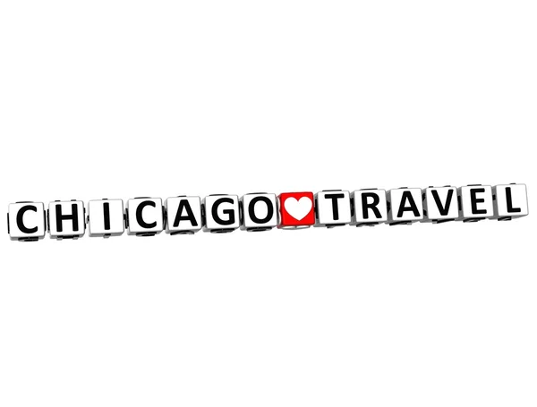 3D Chicago Love Travel Button Click Here Block Text — Stock Photo, Image