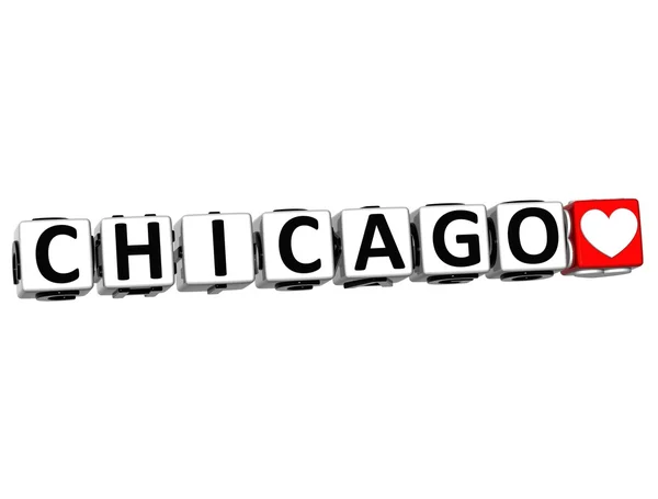 3D Chicago Love Button Click Here Block Text — Stock Photo, Image