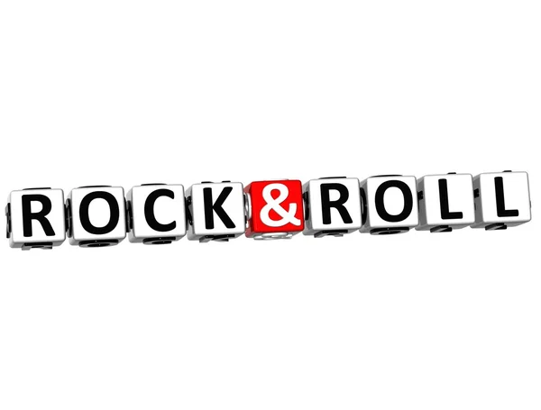 3D Rock And Roll Button Click Here Block Text — Stock Photo, Image