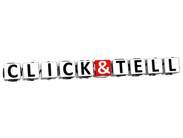 3D Click And Tell Button Click Here Block Text — Stock Photo, Image