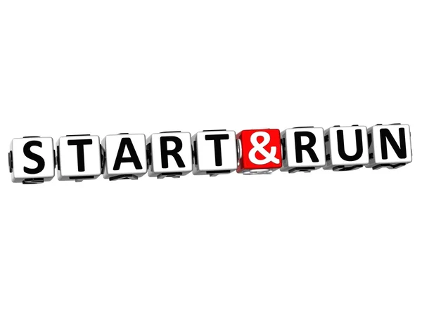 3D Start And Run Button Click Here Block Text — Stock Photo, Image