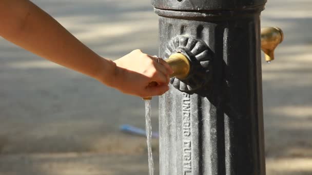 Frauenhände mit Wasserspritzern — Stockvideo