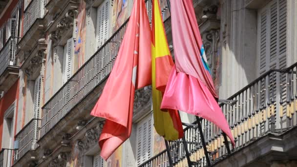 Palza 市長は、マドリード、スペインで装飾が施されたファサードの詳細. — ストック動画