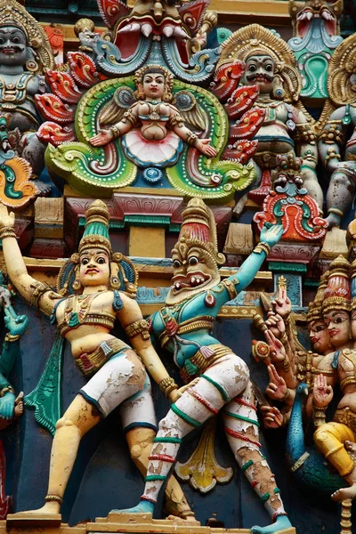 Kali image. Sculptures on Hindu temple gopura (tower). Menakshi Temple, Madurai, Tamil Nadu, India — Stock Photo, Image