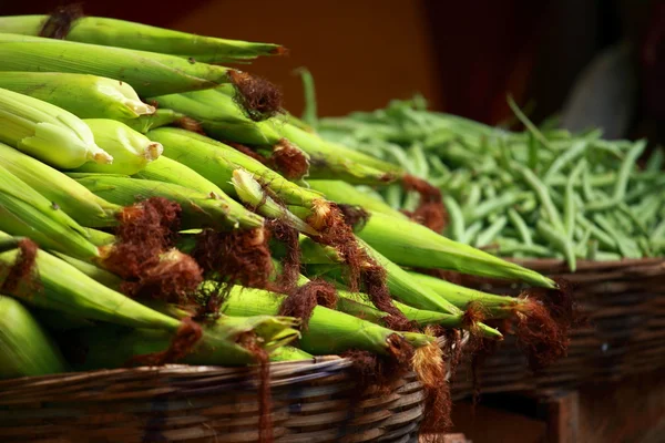 Varias verduras en el mercado de verduras. India — Foto de Stock