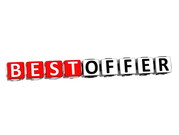 3D Best Offer Button Click Here Block Text — Stock Photo, Image