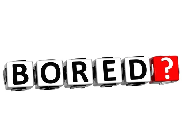 3D Bored ? Button Click Here Block Text — Stock Photo, Image