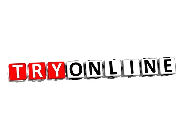 3D Try Online Button Click Here Block Text — Stock Photo, Image
