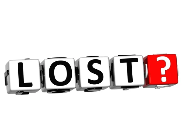 3D Lost Button Click Here Block Text — Stock Photo, Image