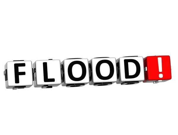 3D Flood Button Click Here Block Text — Stock Photo, Image