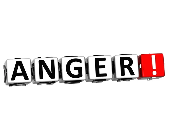 3D Anger Button Click Here Block Text — Stock Photo, Image