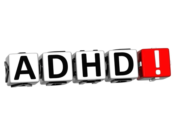 3D ADHD Button Click Here Block Text — Stock Photo, Image