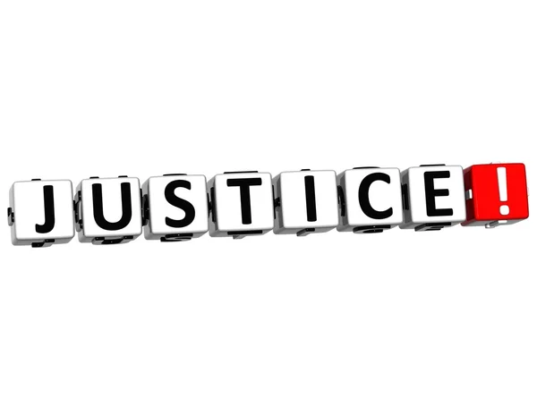 3D Justice Button Click Here Block Text — Stock Photo, Image