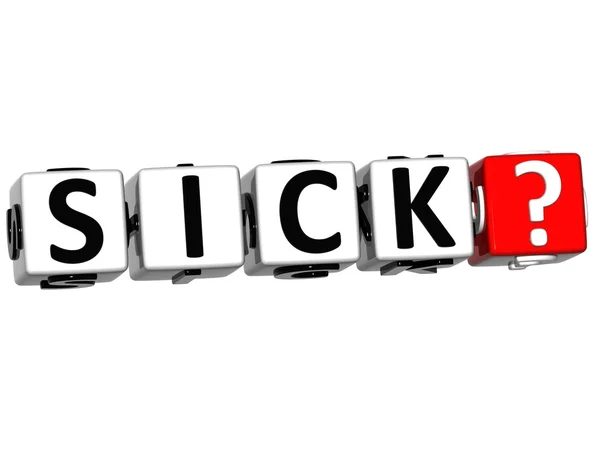 3D Sick Button Click Here Block Text — Stock Photo, Image