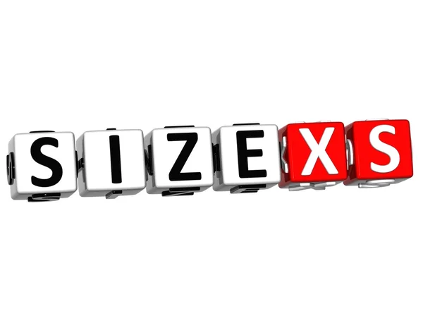 3D Size XS Button Click Here Block Text — Stock Photo, Image