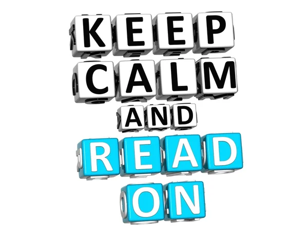 3D Keep Calm And Read On Button Click Here Block Text — Stock Photo, Image