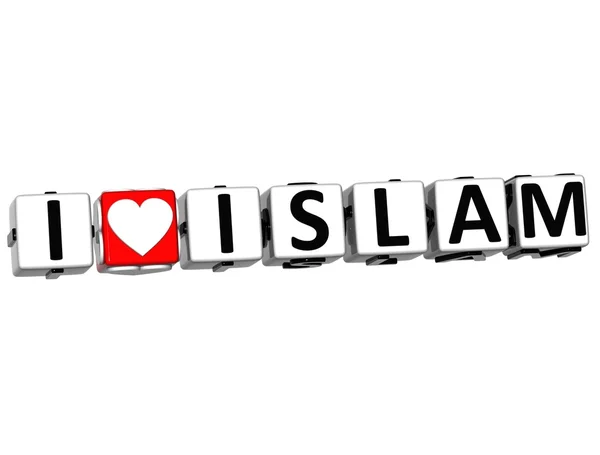 3D I Love Islam Button Click Here Block Text — Stock Photo, Image