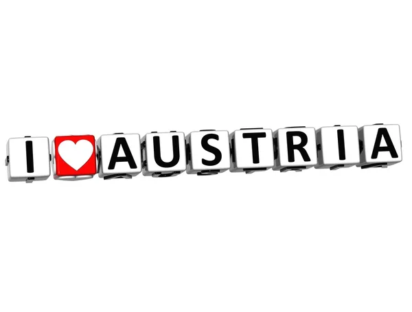 Ik hou van Oostenrijk knop klikt u op 3D hier blokkeren tekst — Stockfoto