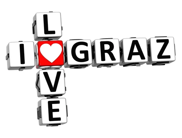 3D I Love Graz Crossword — Stock Photo, Image