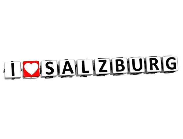 3d i love salzburg button hier klicken text blockieren — Stockfoto