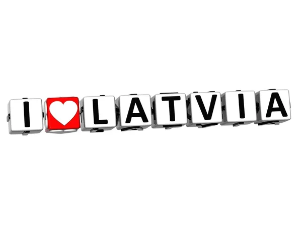 3D I Love Latvia Button Clicca qui Blocca testo — Foto Stock